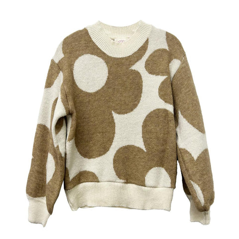 Love Daisy - Floral Pattern Sweater - Cream/Brown