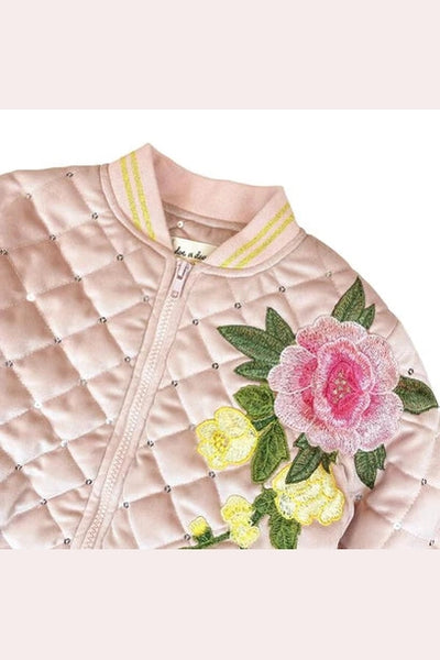 Doe A Dear - Floral Embroidered Quilted Jacket