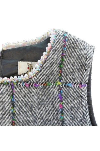 Doe A Dear - Herringbone Wooly Dress - Grey
