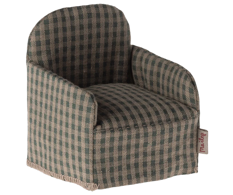 Maileg - Chair Mouse - Green Checker