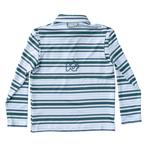 Prodoh -  Tween Boy L/S Pro Performance Polo Blue Spruce Stripe