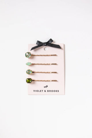 Violet & Brooks - Bella Bobby Pin Set - Green