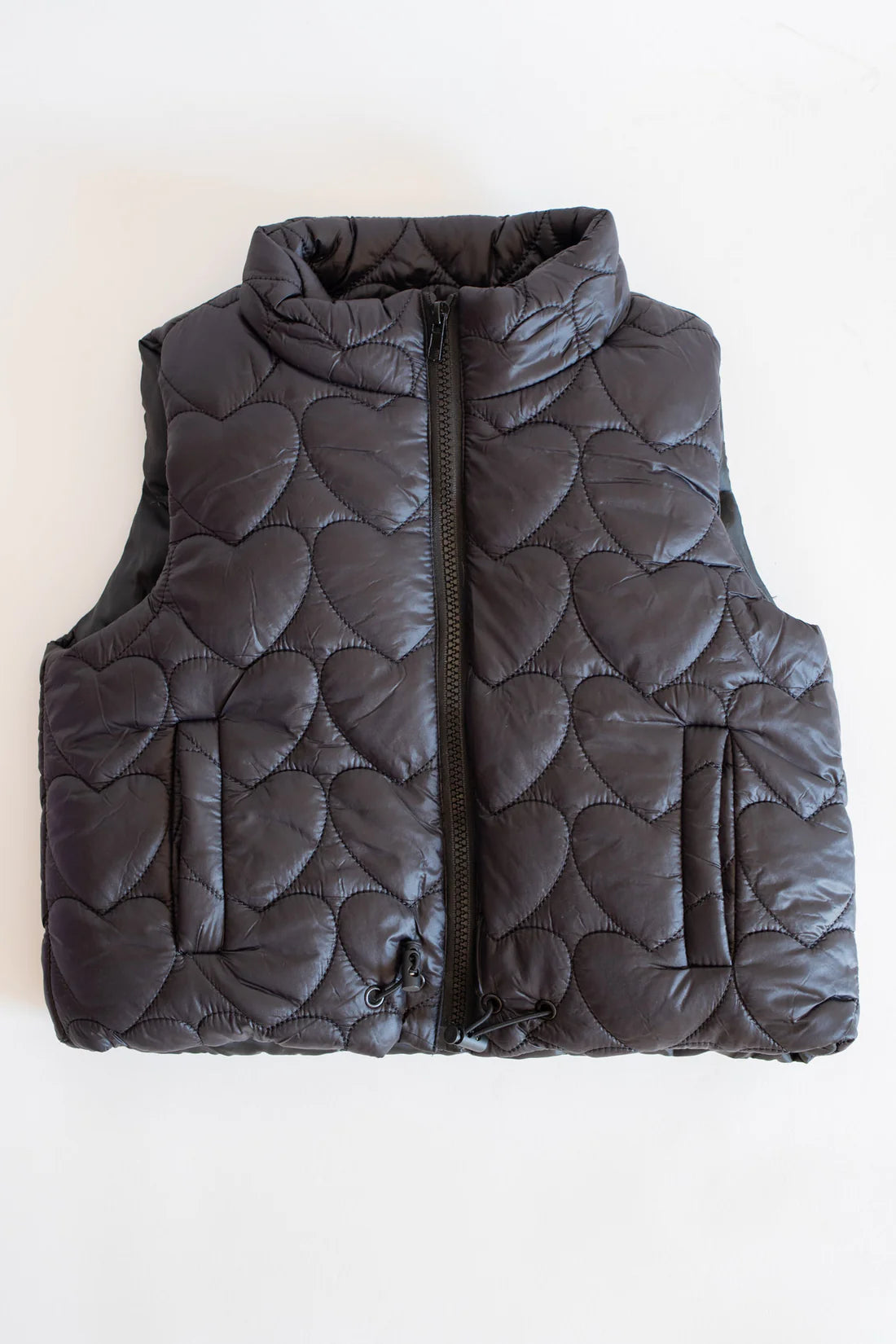 Love Daisy - Heart Stitch Puffer Vest - Black