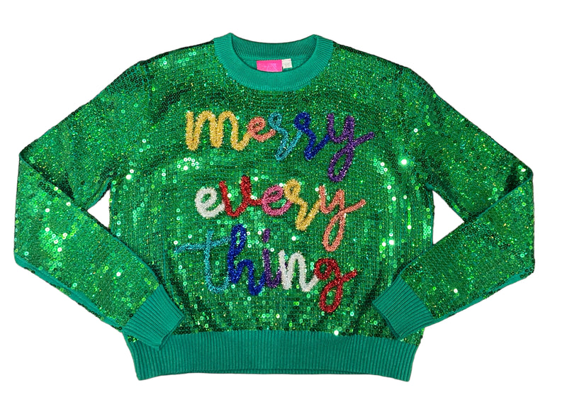 Queen of Sparkles - Merry Everything Sweater - Green