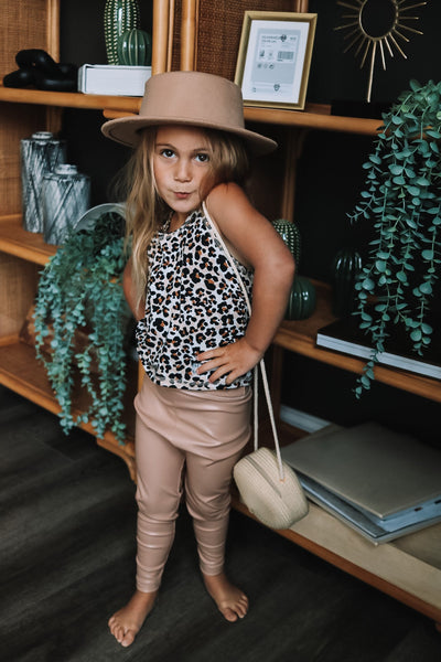 Yoga Baby - Faux Leather Beige Leggings