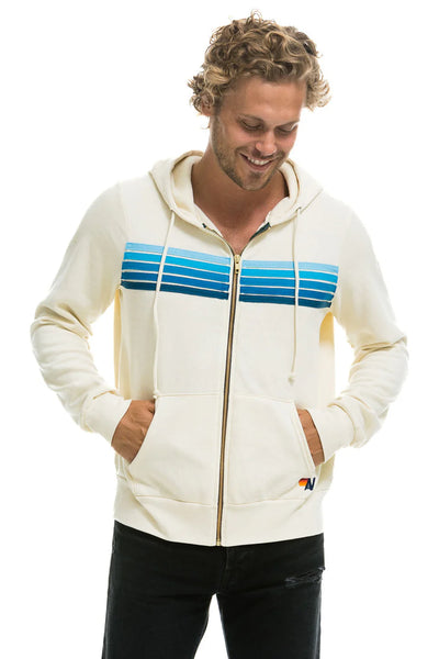 Aviator Nation - 5 Stripe - Zip Hoodie - White/Blue