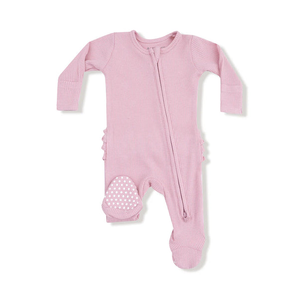 Angel Dear - 2 Way Ruffle Zipper Footie - Cameo Pink