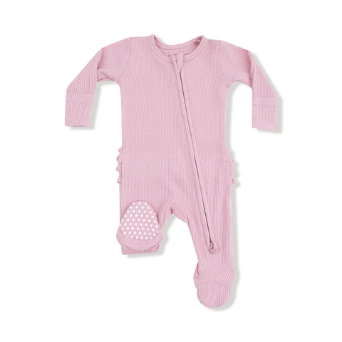 Angel Dear - 2 Way Ruffle Zipper Footie - Cameo Pink
