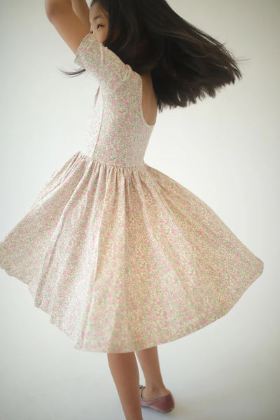 Good Apple - Short Sleeve Twirl Dress in Pink Bella Floral