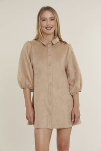 Dolce Cabo - Faux Suede Exaggerated Sleeve Dress - Camel