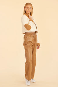 Dolce Cabo- Leather Drawstring Pant- Camel