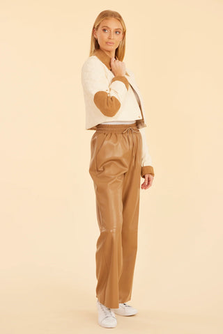 Dolce Cabo- Leather Drawstring Pant- Camel