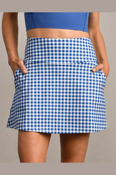 Rhone - Course to Court Skort 16" - Deep Sea Blue Gingham