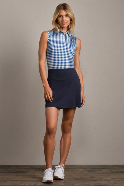 Rhone - Course to Court Sleeveless Polo - Deep Sea Blue Gingham