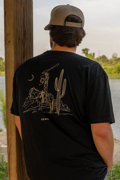 Poncho - The Cowboy Moon T-Shirt - Black