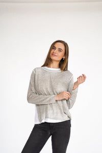 Olivacious -  Double Layer Top - Grey White