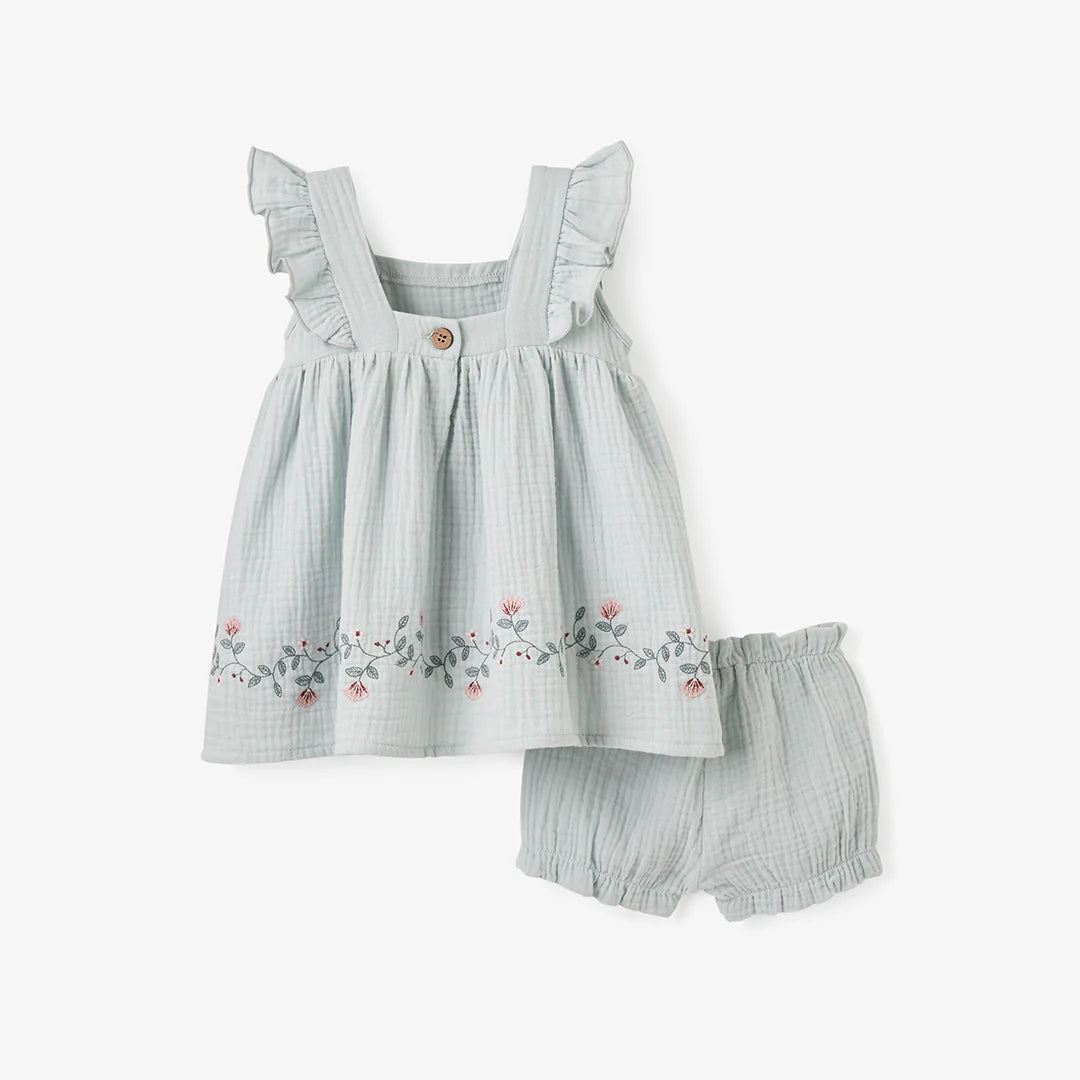 Elegant Baby - Sea magic EMB Muslin Dress - Aqua