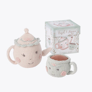 Elegant Baby - Boxed Teapot & Teacup Rattles Crochet - Multi