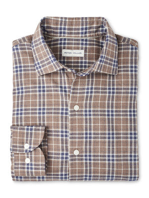 Peter Millar - Big Bear Performance Flannel Sport Shirt - POPLAR BROWN