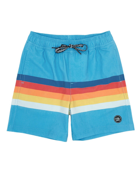 Feather 4 Arrow - Vintage Stripe Volley Short - Blue Grotto