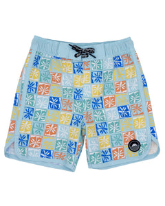 Feather 4 Arrow - Palm Check Board Short - Crystal Blue