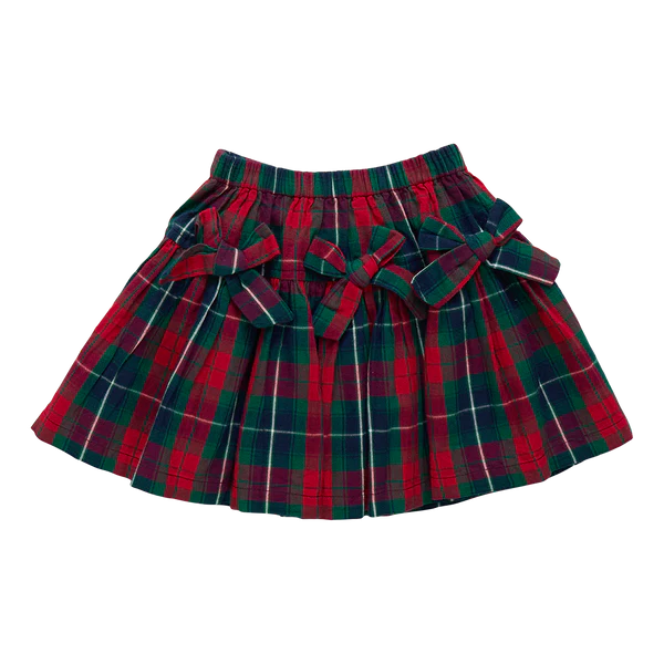 Pink Chicken - Girls Maribelle Bow Skirt - Red Tartan