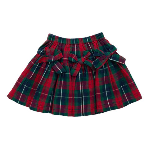 Pink Chicken - Girls Maribelle Bow Skirt - Red Tartan