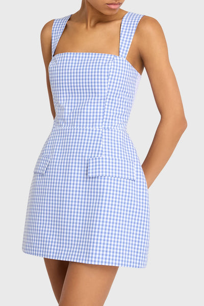 Amanda Uprichard - Bethany Skort Romper - Blue Gingham