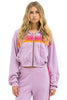Aviator Nation - 5 Stripe Cropped Zip Hoodie Relaxed - Mauve