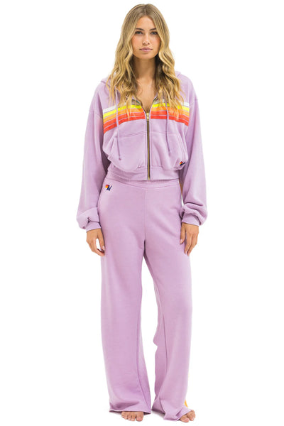 Aviator Nation - Women's 5 Stripe Wide Leg Pocket Sweatpant - Mauve