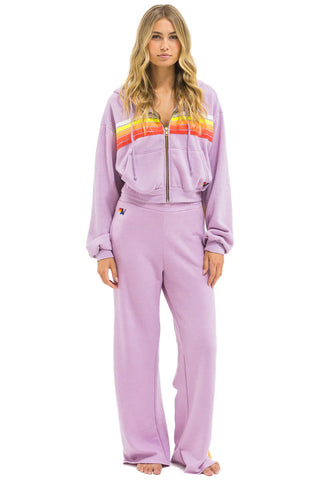 Aviator Nation - Women's 5 Stripe Wide Leg Pocket Sweatpant - Mauve