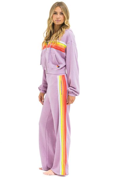 Aviator Nation - Women's 5 Stripe Wide Leg Pocket Sweatpant - Mauve