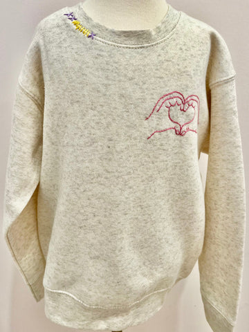 Sweet Olive Street - Cream Sweatshirt - Hand Heart
