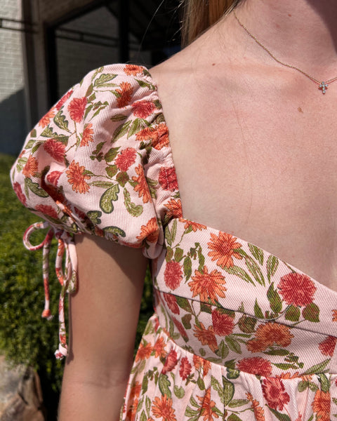 Olivaceous - Floral Dress - Peach Rust