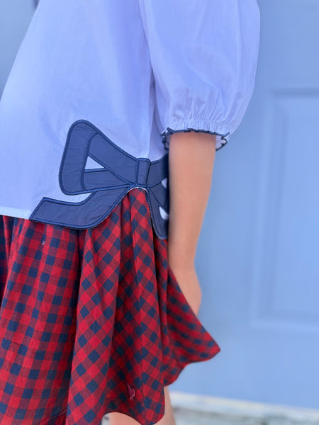 Pink Chicken - Girls Dana Bow Top - White