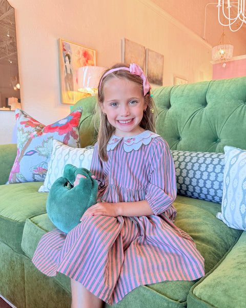 Pink Chicken - Girls Darcy Dress - Pink Green Stripe