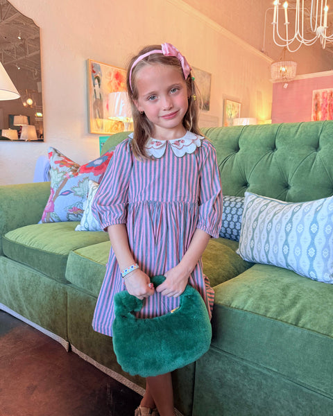 Pink Chicken - Girls Darcy Dress - Pink Green Stripe