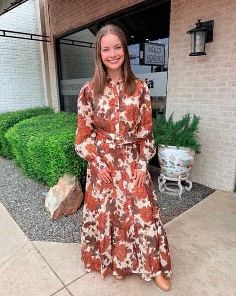 Lavender Brown - Haven Maxi Dress - Taupe/Brown Multi