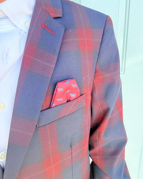 Appaman - 2-Pc Stretchy Mod Suit - Navy/Cranberry Plaid