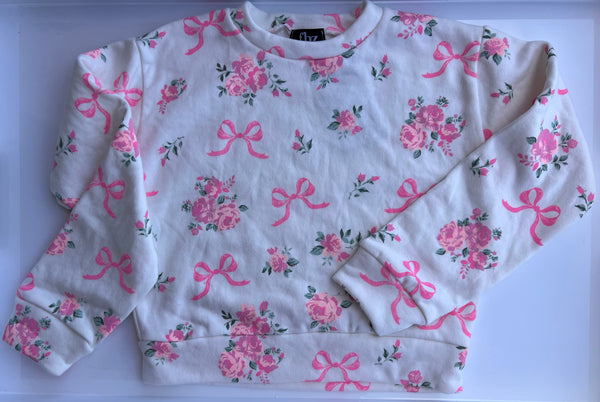 Flowers by Zoe - White Pink Rose Toile w/ Neon Pink Short