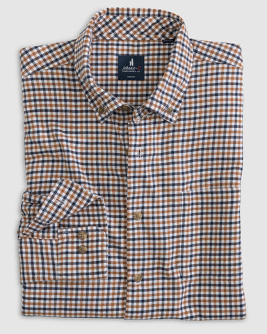 Johnnie - O  Sycamore Tucked Button Up Shirt - Brick