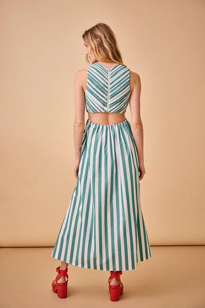 Hunter Bell - Kathleen Dress - Emerald Stripe