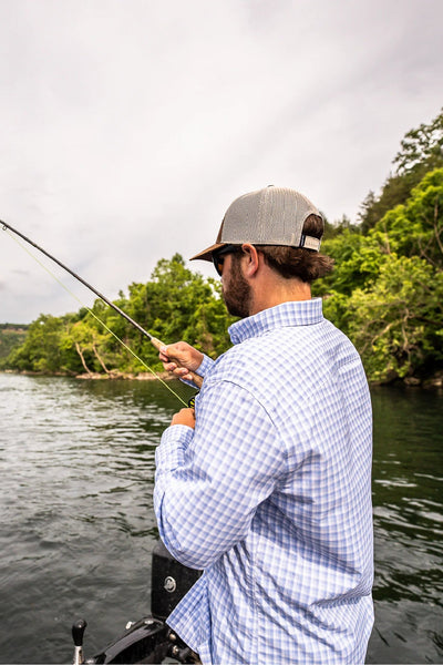 Poncho - The Kingfish - Blue and White Plaid