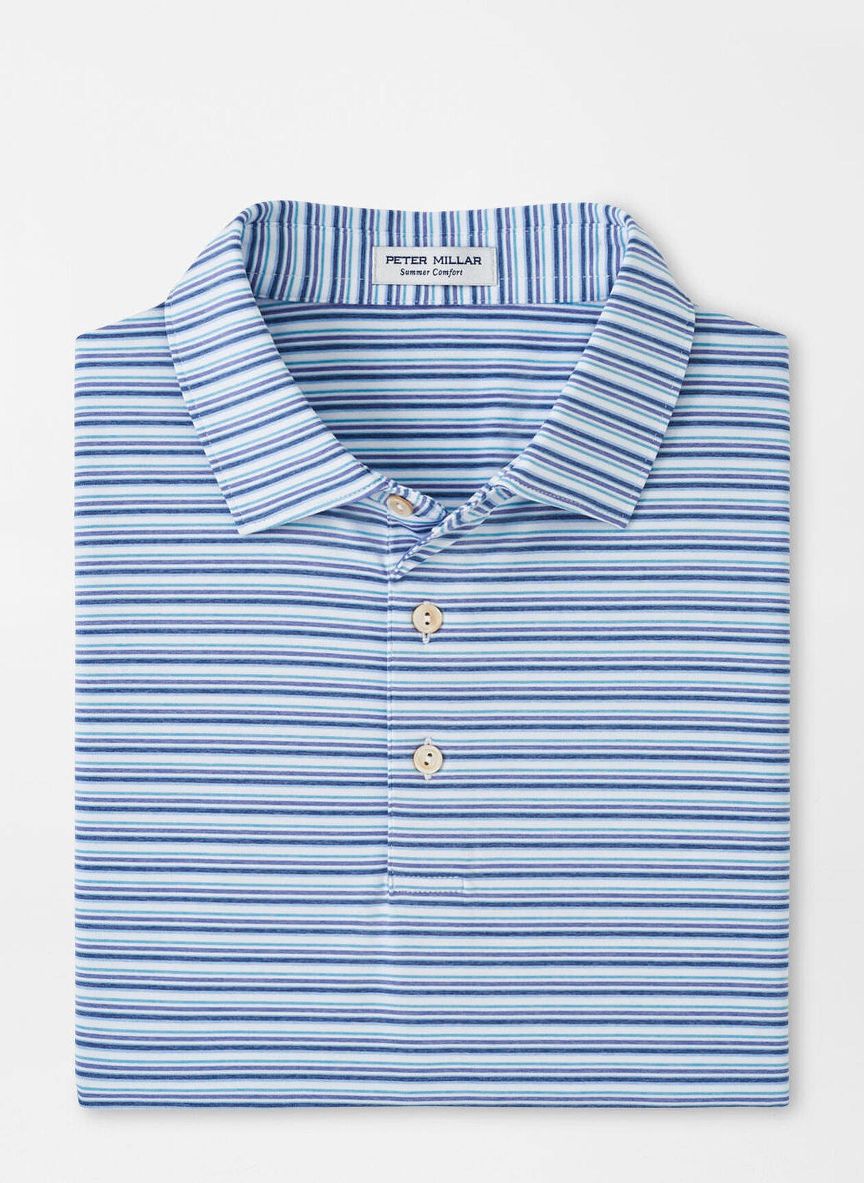 Peter Millar - Fairmont Performance Jersey Polo - White/ Astral Blue