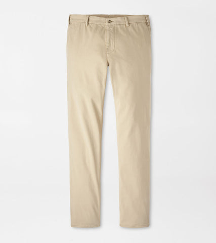 Peter Millar -  Signature Sateen Flat Front Trouser - Khaki