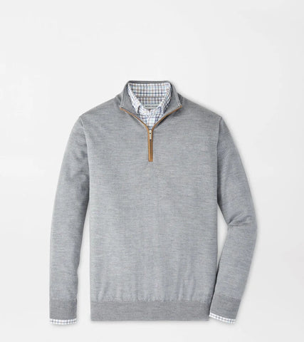 Peter Millar - Autumn Crest Suede Trim Quarter-Zip - British Grey