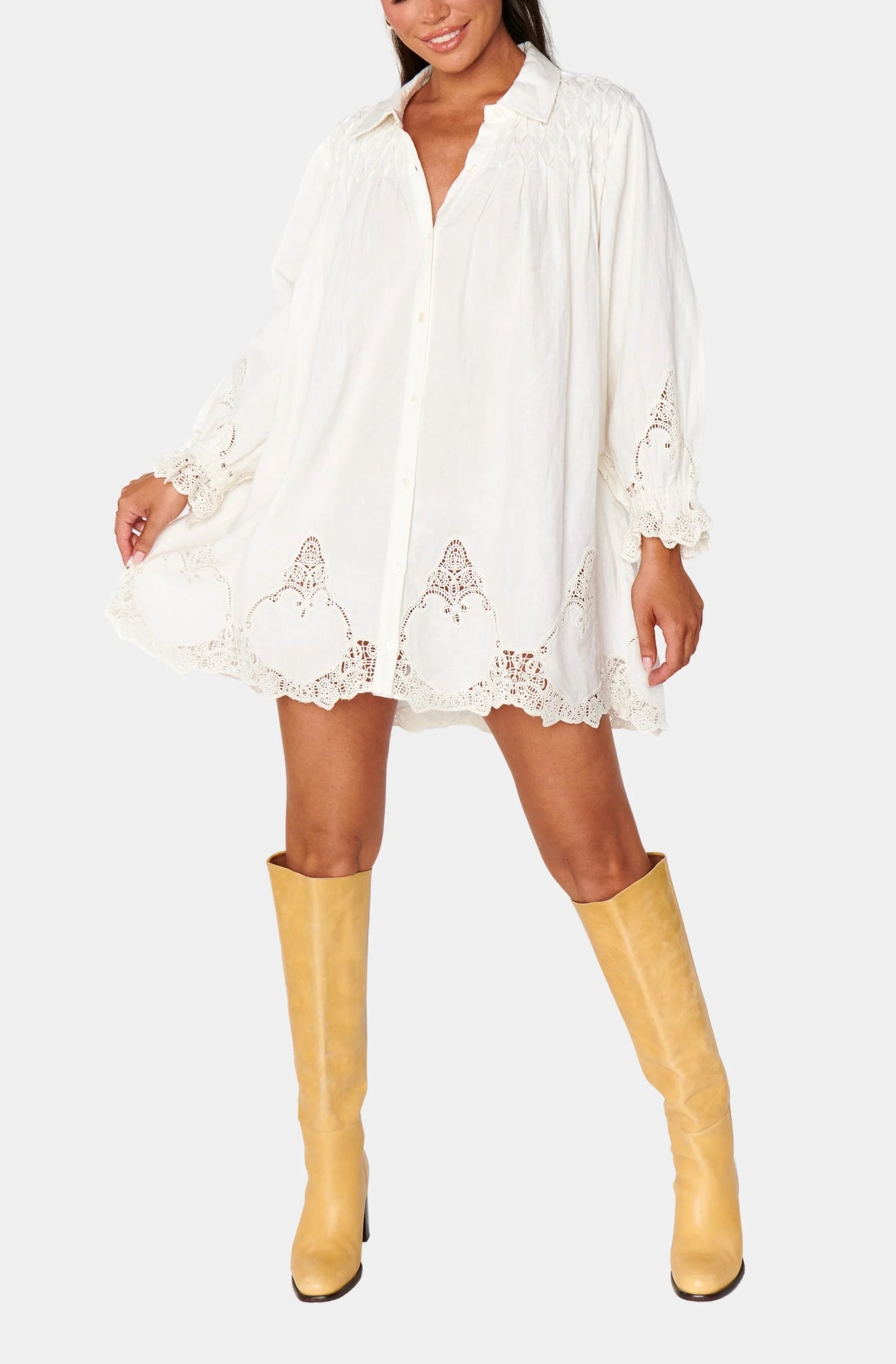 Show me Your Mumu - Leona White Dress - Embroidery