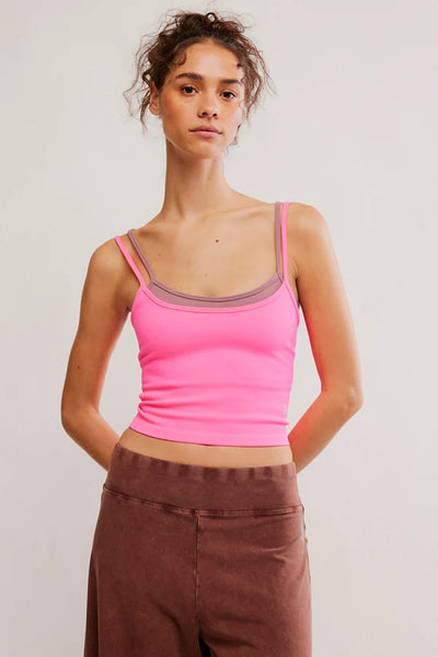Free People -  All Clea Coastline Cami - Hot Pink Combo