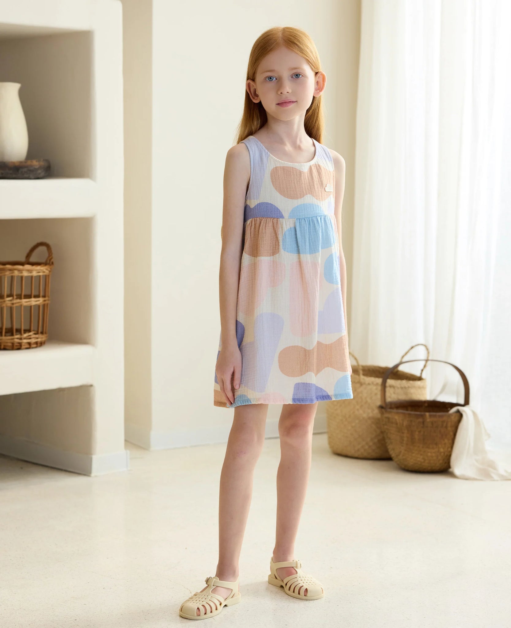 Petite Revery - Wrinkled Muslin Dress - Cloudy Seashells