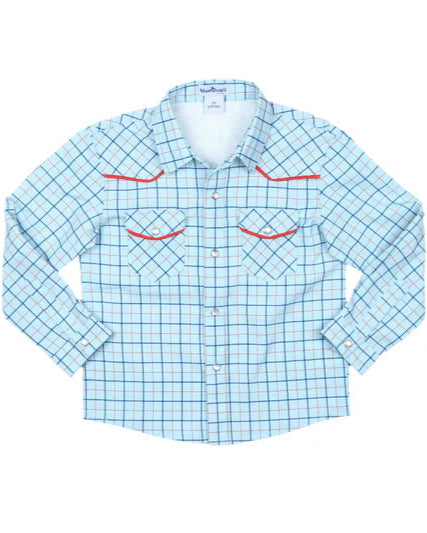 Blue Quail - Tattersall Light Blue Snap Long Sleeve Shirt
